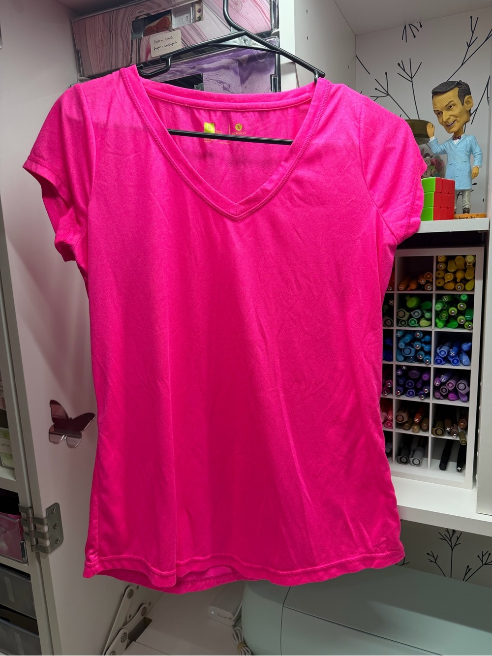 Xersion Hot Pink V-Neck Short Sleeve Tee